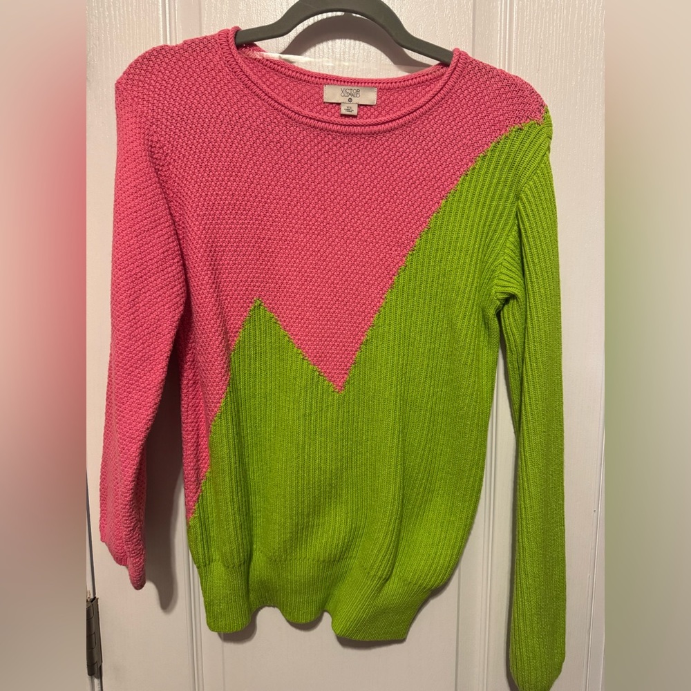 Victor Glemaud Colorblock Pink and Green Sweater